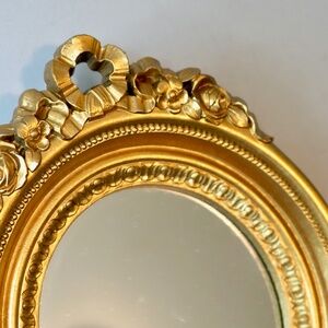 Vintage Home Interior MCM Fancy Gold 7x9 Wall Hanging Mirror Pair